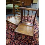 A George III country oak dining chair, solid seat,
