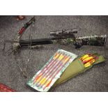 An archery crossbow with SMK sight,