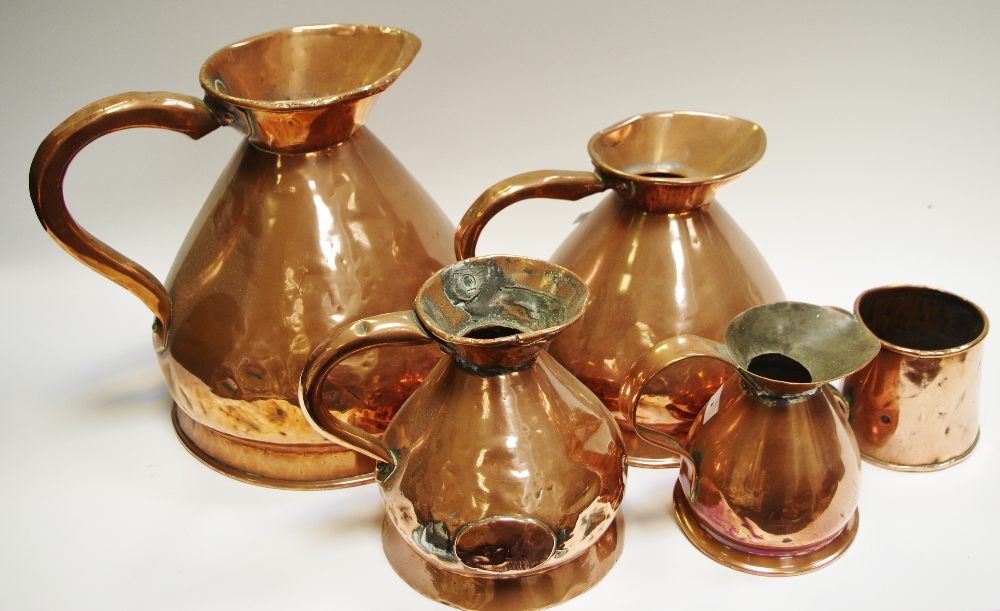 Copper - three 19th century graduated haystacks by Farrow & Jackson,