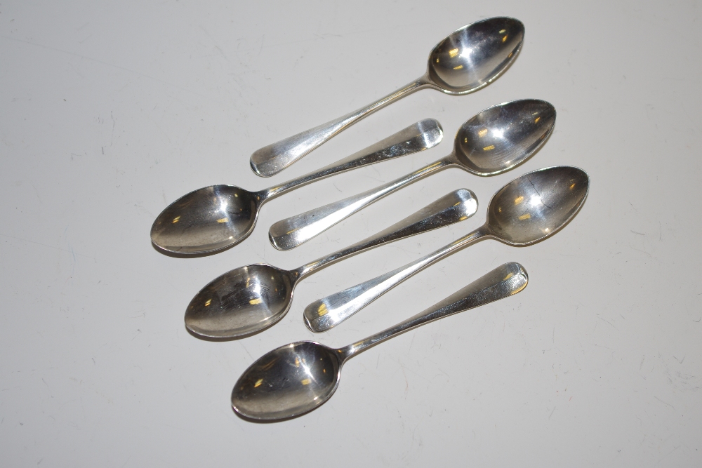 Six silver rat tail coffee spoons