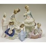 A Lladro figure, Girl with basket of flowers, 6767, boxed; another, smaller,