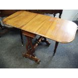 A Victorian walnut Sutherland table, lyre shaped supports c.