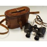 A pair of WWI prismatic binoculars Karl ZEISS DF6x24, in fitted leather case, embossed with Case No.