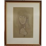 Alfred G Eagers Portrait of a girl pencil and chalk,