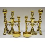 Metalware - a pair of highly polished George III brass ejector candlesticks;