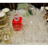 Glass - a set of six Stuart crystal wine glasses, others whisky tumblers, bowls, water jug, vases,