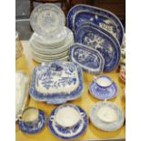 Blue & White - Royal Worcester saucer; Willow pattern tureen and cover;