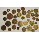 George III copper coinage including cartwheel pennies; one Stiver; gaming tokens;