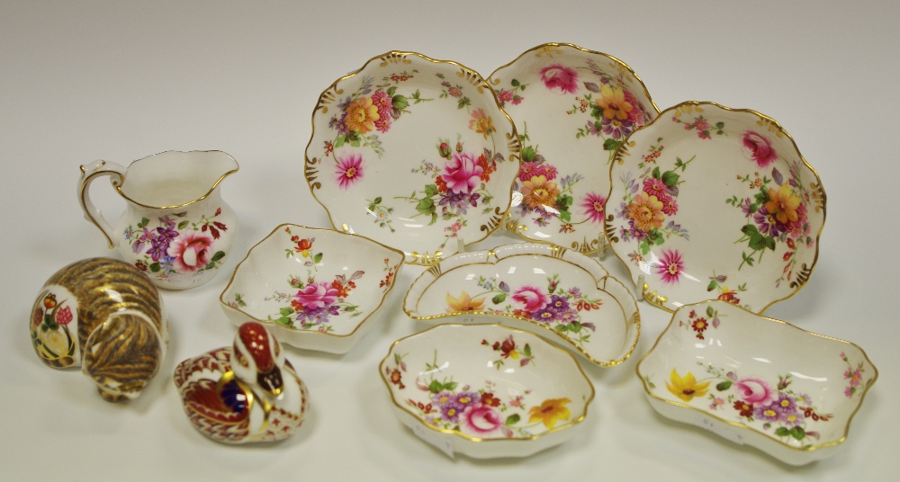 A Royal Crown Derby paperweight Cottage Garden Kitten; a Royal Crown Derby paperweight duck;