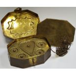 An Anglo Indian brass spice box and cover,