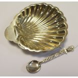 A Walker and Hall silver shell shaped sweetmeat dish,