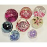 Paperweights - a millefiore faceted pentagonal floral weight; others Caithness Pastel, Fireball,
