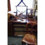 An early 20th century mahogany pot cupboard; various foot stools;