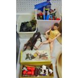 Toys - a Midway importers No 810 Brewers Day set, boxed; vintage Actionman doll,
