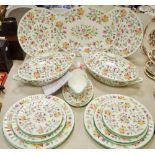 Minton Haddon Hall pattern dinner ware including two tureens and covers, gravy boat and saucer,