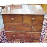 A Victorian mahogany chest of two short drawers over two long, plinth and base, 82cm high,