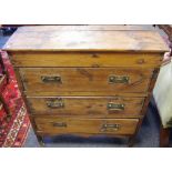 An early 20th century pine chest, of shallow proportions,