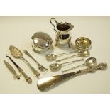 A George IV silver berry spoon; four silver teaspoons,