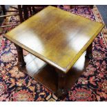 A Titchmarsh & Goodwin oak occasional table, square top spreading turned legs, undertier.