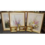 After Vernon Ward still life observations of flowers decorative gilt frames;