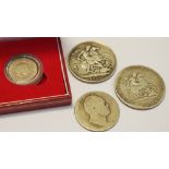 A George III 1819 Crown; a Victoria 1900 Crown; a half crown;