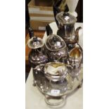 Silver plate - a 19th century silver plated five piece tea and coffee set, coffee pot, teapot,