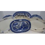 Meat plates - Staffordshire Willow Pattern; Royal Staffordshire pottery; Liberty Blue,