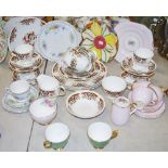 Colclough 8525 pattern tea and dinner ware; Royal Sheraton Pink Bouquet tea ware; others.