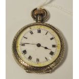 An early 20th century Continental silver fob watch,