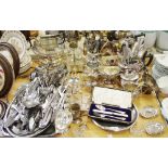 Silver plated ware - a four piece coffee and tea service; a three piece tea service;cruet, teapot,