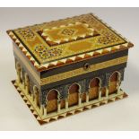 A mid 20th century Indian inlaid jewellery box,