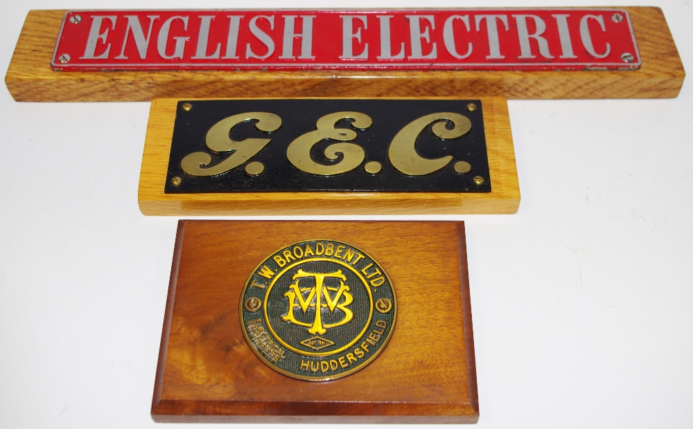 Railway - an aluminium plaque `English Electric` from a diesel engine Class 40,