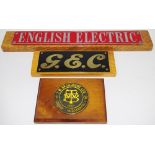 Railway - an aluminium plaque `English Electric` from a diesel engine Class 40,