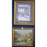 John Connolly, Winter in the Peak District, signed, watercolour; another, Lowe, Beddgelert,