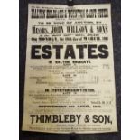 An Edwardian estate auction poster ' Re Benjamin Spencer (deceased) near Spilsby 1902