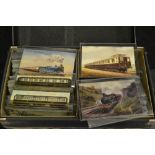 Postcards - Railway - a briefcase with various railway company official postcards including Great