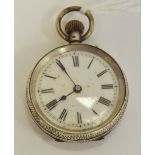 A late 19th century Continental silver fob watch, 800 standard, c.