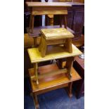 An ecclesiastical oak hymn stool;