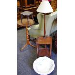 An unusual occasional table with integral table lamp;