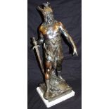 A bronzed spelter figure Vercingetorix " Vincere Aut Mori"after Emile Louis Picault, signed.