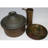 A Persian circular lidded cooking vessel, allover embossed decoration,