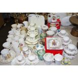 Teaware and commemorative ware including a Spode Silver Jubilee mug,