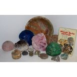 Minerals & fossils - rose quartz, malachite,