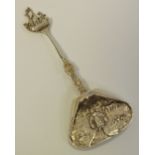 A 19th century Dutch silver caddy spoon, import marks for Berthold Muller,