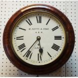 A late Victorian railway clock, the enamel dial painted W.Potts & Sons N.E.