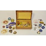 Enamel badges including Gloops Club, King George Funds for Sailors, National Savings, Mark IV Tank,