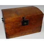 A 19th century pine domed deeds chest,