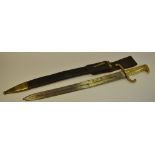 A 19th century German infantry sword,blade Weyersberg Kirschbaum Solingen, brass quillon stamped 1.