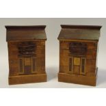 A pair of early 20th century mahogany and satinwood marquetry money boxes embossed Dorothy and