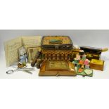 Sewing - an Art Deco Tunbridge ware work box; Negretti & Zambia,